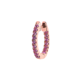 Gold and Diamond Graphique Pink Sapphire Single Hoop