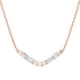 Gold and Diamond Baguette V Diamond Necklace