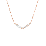 Gold and Diamond Baguette V Diamond Necklace