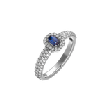 Anillo Madame con Zafiro y Pavé de Diamantes
