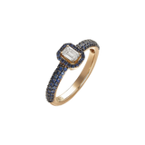 Anillo Madame con Diamante y Pavé de Zafiros