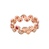 Anillo Oro Rosa con Rubíes y Diamantes