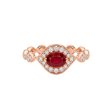 Anillo Oro Rosa con Rubíes y Diamantes
