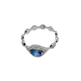 Anillo Mikou Oro Blanco con Zafiro Azul y Diamantes
