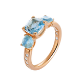 Anillo Back to Origin Oro Rosa con Topacios Azules y Diamantes