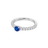 Anillo Madame Oro Blanco con Zafiro Azul y Diamantes