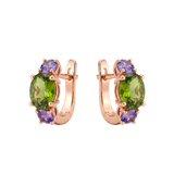 Aretes Back to Origin Oro Rosa con Peridotos y Amatistas