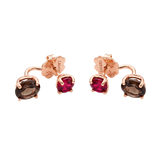 Aretes Back to Origin Oro Rosa con Rodolitas y Amatistas