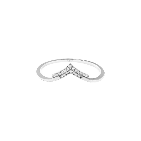 Gold and Diamond Double V Ring