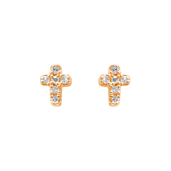 Gold and Diamond Cross Earrings