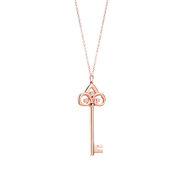 Tiffany Keys Colgante Fleur de Lis Key Medium Rose Gold & Diamonds