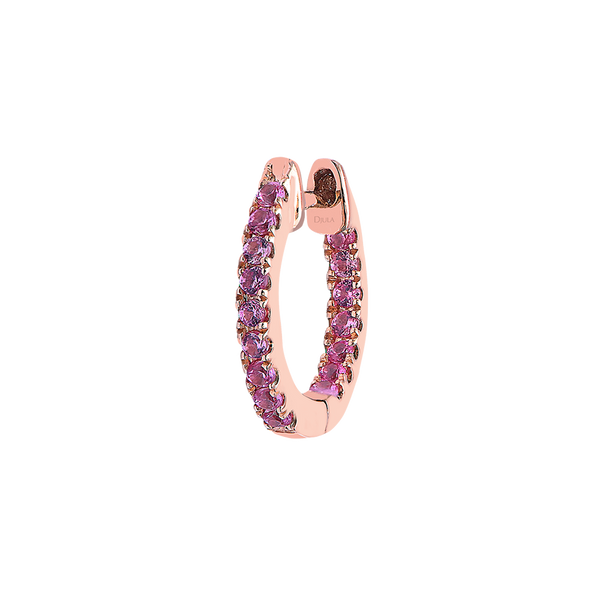 Gold and Diamond Graphique Pink Sapphire Single Hoop