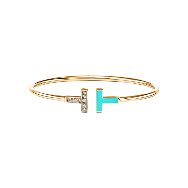 Tiffany T Brazalete Wire Yellow Gold, Turquoise & Diamonds