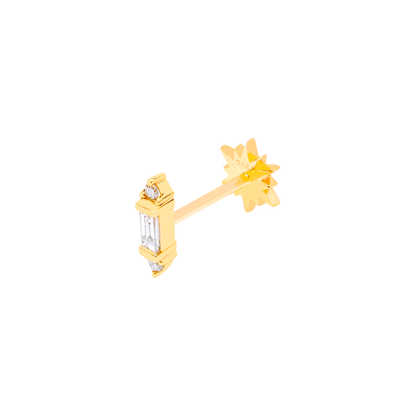 Gold and Diamond Baguette Bar Piercing