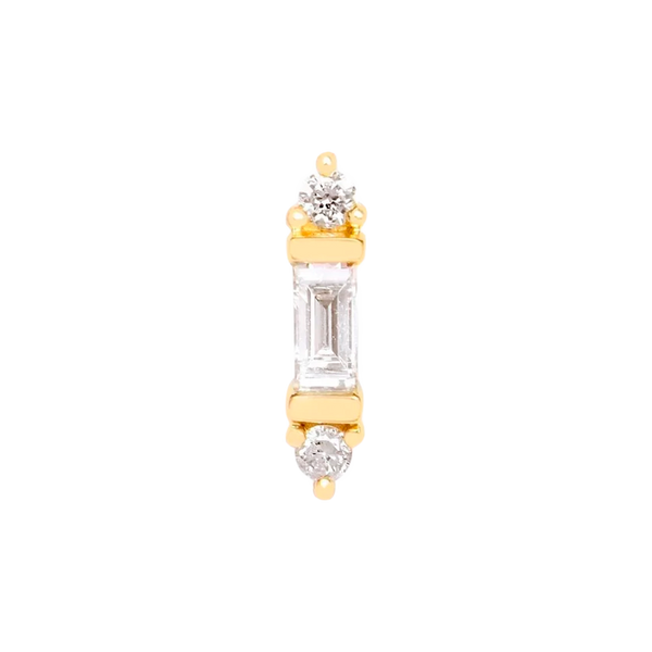 Gold and Diamond Baguette Bar Piercing