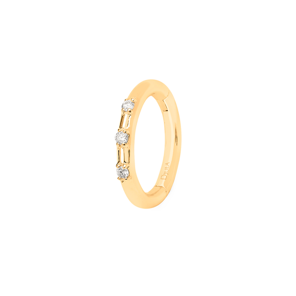 Gold and Diamond Graphique Three Diamond Hoop Piercing