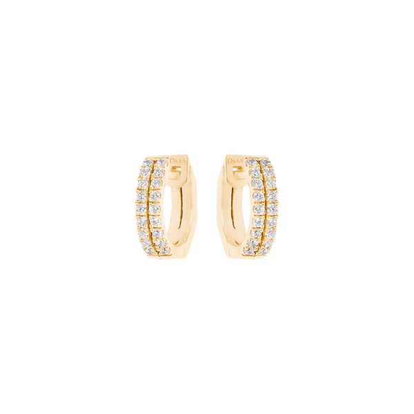 Gold and Diamond Graphique Double Band Hoops