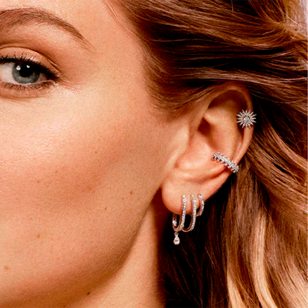 Gold and Diamond Graphique Hoops