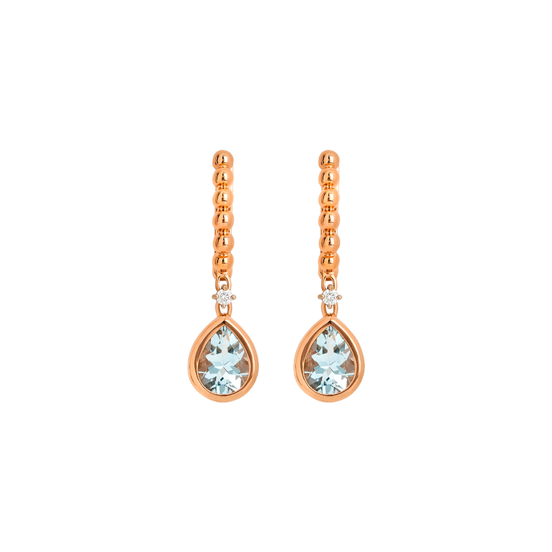 Boutique Paris Pendientes Rose Gold & Diamonds Aquamarines