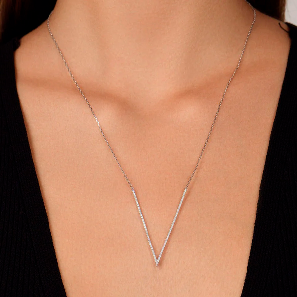 Gold and Diamond Graphique V Necklace