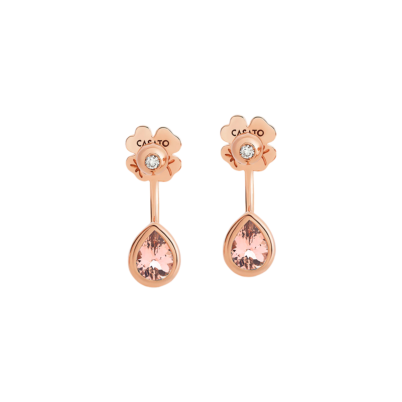 Boutique Paris Pendientes Rose Gold with Diamonds & Pear Morganite