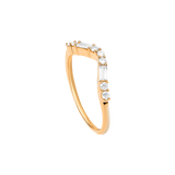 Gold and Diamond V Baguette Diamond Ring