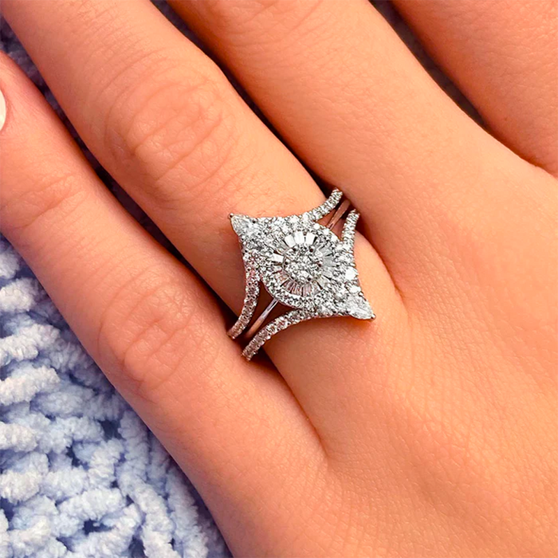 Gold and Diamond V Diamond Ring