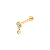 Gold and Diamond Target Tassel Bar Piercing