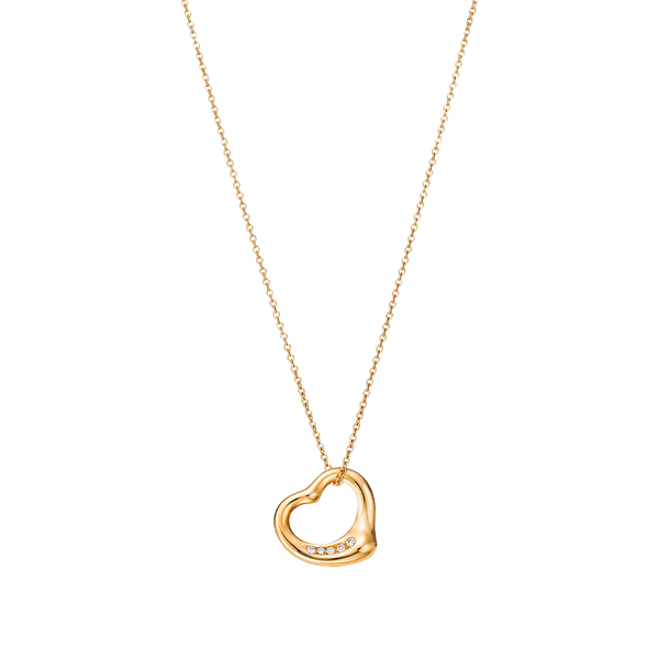 Elsa Peretti Colgante Open Heart 16mm Yellow Gold & Diamonds