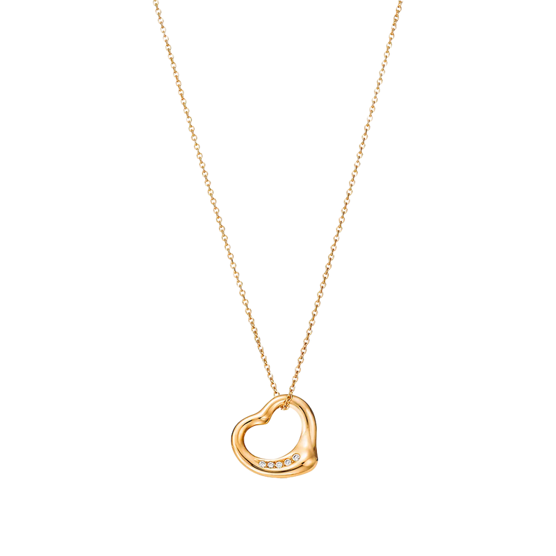 Elsa Peretti Colgante Open Heart 16mm Yellow Gold & Diamonds