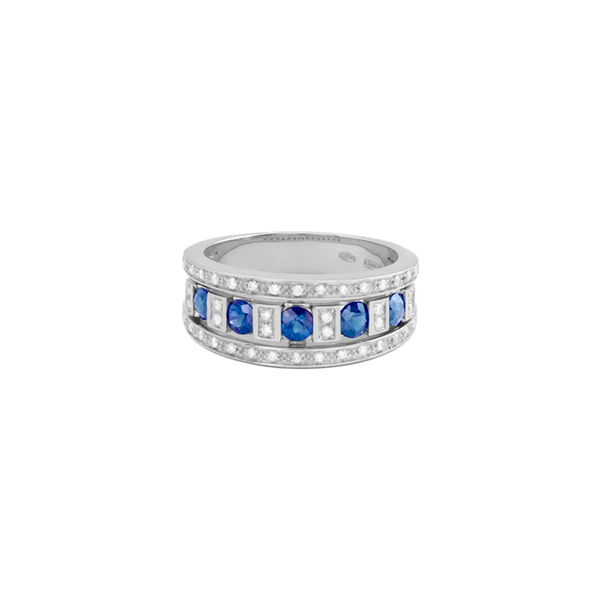 Belle Époque Anillo with Blue Sapphires and Diamonds