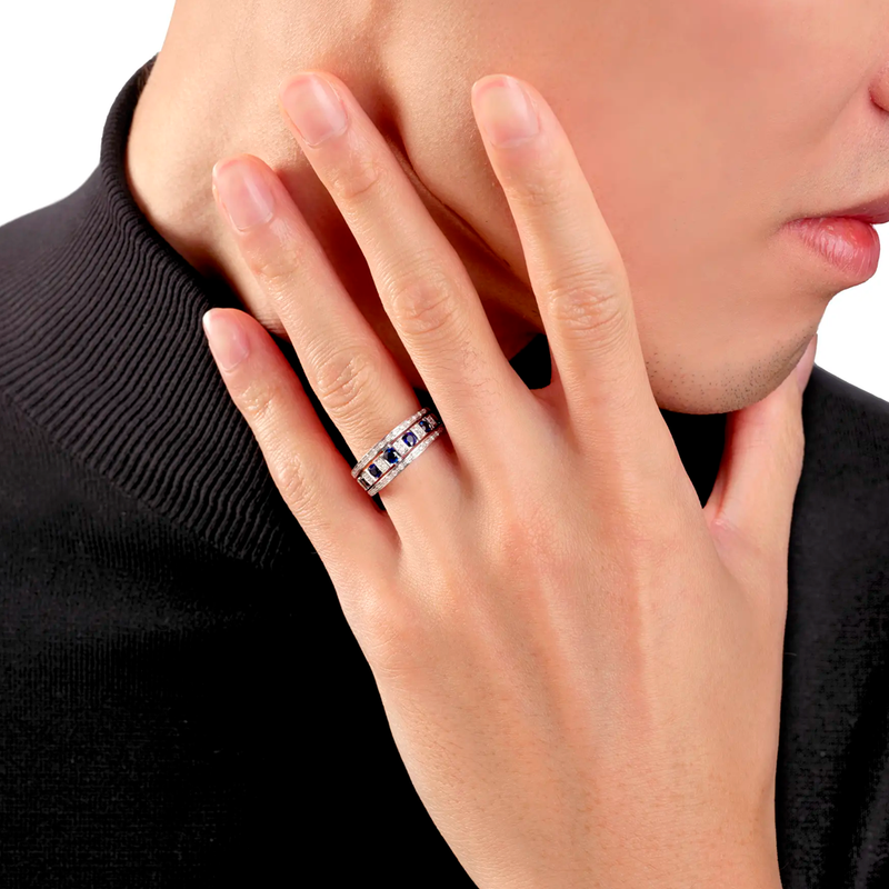 Belle Époque Anillo with Blue Sapphires and Diamonds