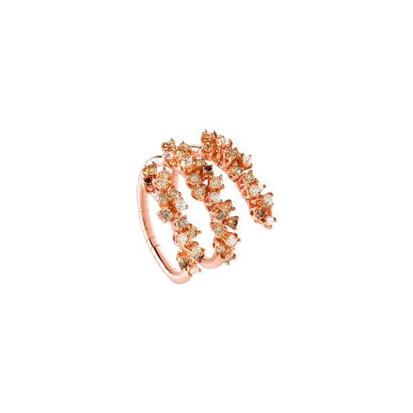 Mimosa Anillo with White and Brown Diamonds