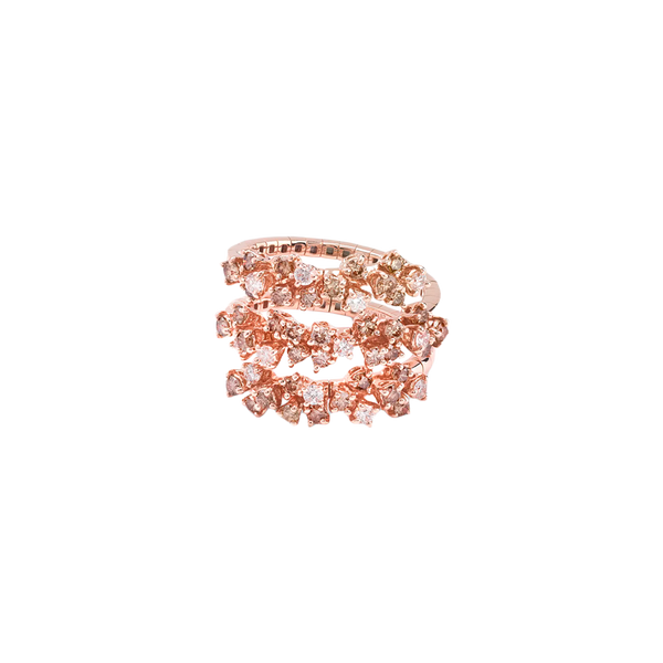 Mimosa Anillo with White and Brown Diamonds