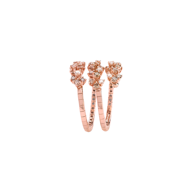 Mimosa Anillo with White and Brown Diamonds