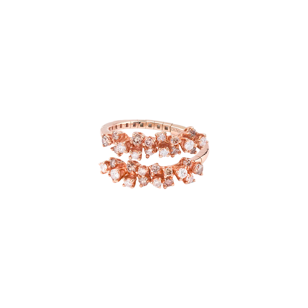 Mimosa Anillo with White and Brown Diamonds