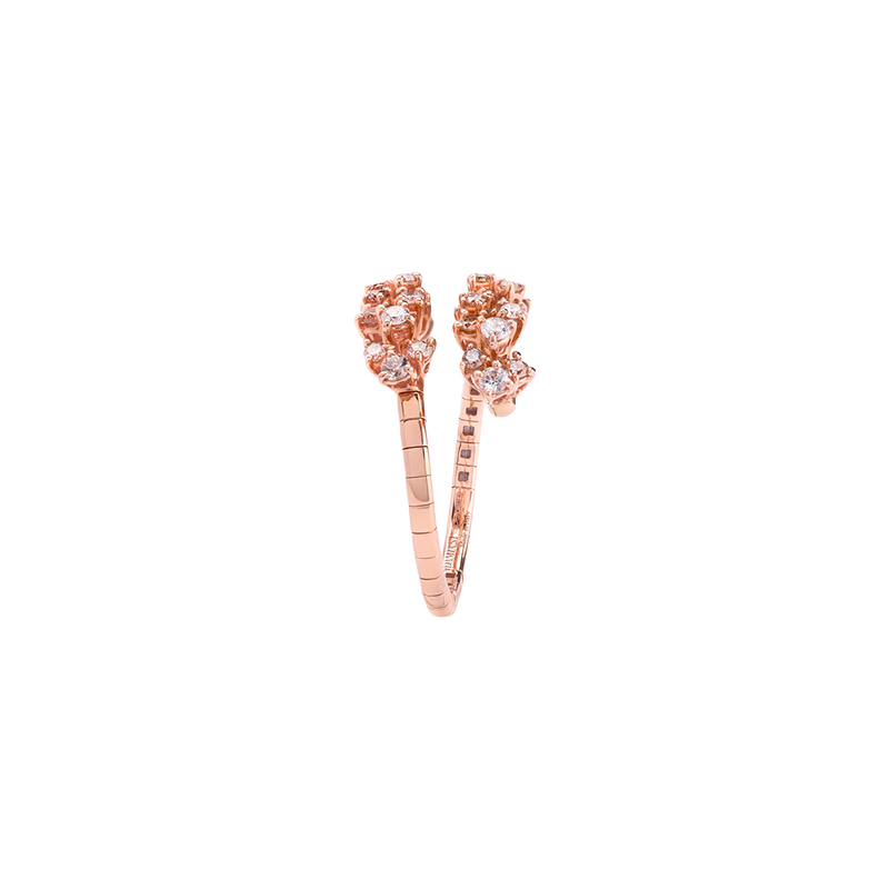 Mimosa Anillo with White and Brown Diamonds