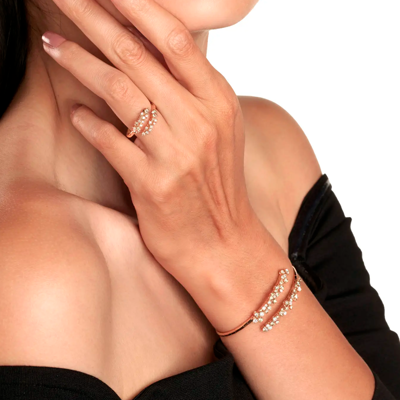 Mimosa Brazalete with White and Brown Diamonds