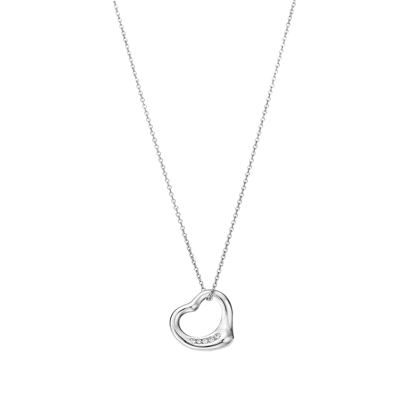 Elsa Peretti Colgante Open Heart 16mm Silver & Diamonds