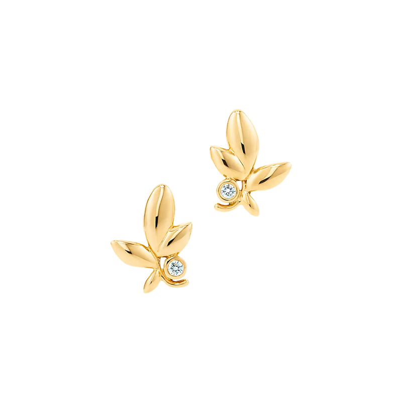 Paloma Picasso Pendientes Olive Leaf Yellow Gold & Diamonds