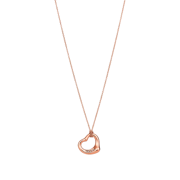 Elsa Peretti Colgante Open Heart 16mm Rose Gold & Diamonds