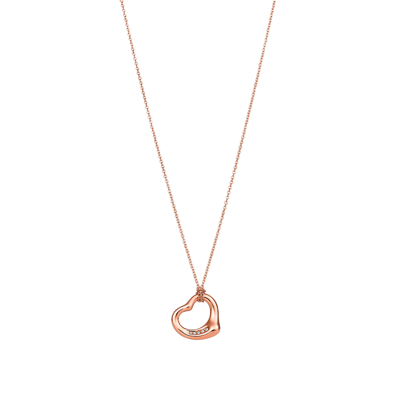 Elsa Peretti Colgante Open Heart 16mm Rose Gold & Diamonds