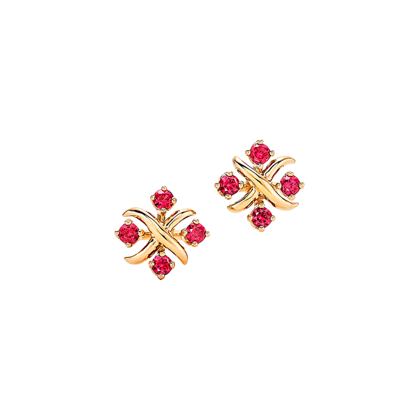 Tiffany by Jean Schlumberger Pendientes Lynn Yellow Gold & Rubies