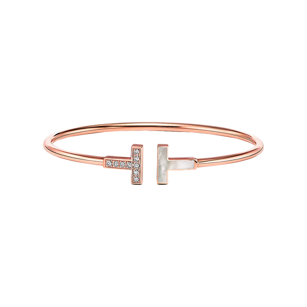 Tiffany T Brazalete Wire Rose Gold, Diamonds & Mother of Pearl