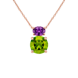Collar Back to Origin Oro Rosa con Amatistas y Peridotos