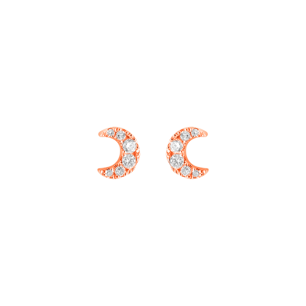 Gold and Diamond Magic Touch Moon Earrings