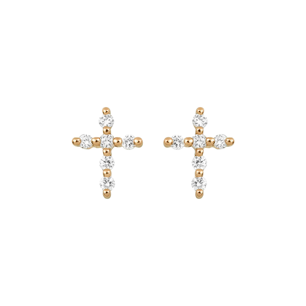Gold and Diamond Magic Touch Big Cross Earrings