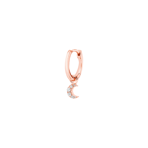 Gold and Diamond Moon Hoop Single