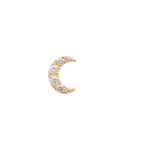 Gold and Diamond Moon Bar Piercing