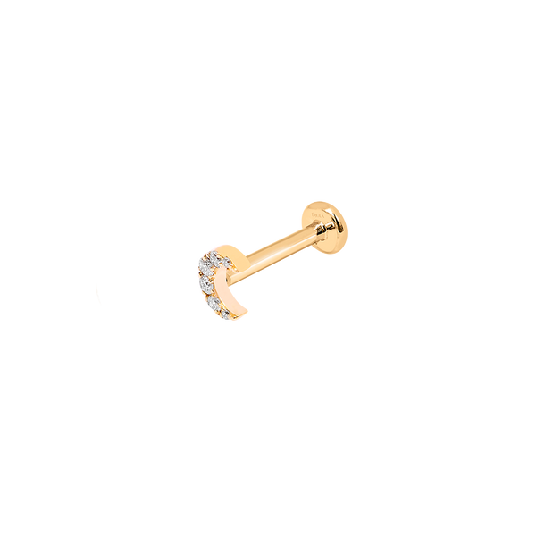 Gold and Diamond Moon Bar Piercing